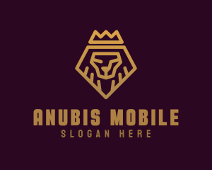 Golden Premium Lion Crown  logo design