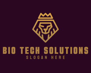 Golden Premium Lion Crown  logo design