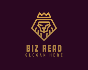 Golden Premium Lion Crown  logo design