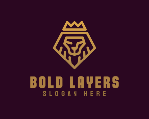 Golden Premium Lion Crown  logo design