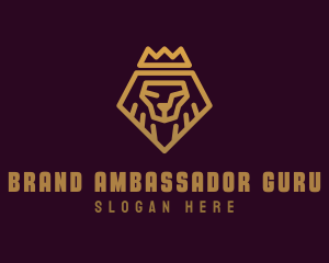 Golden Premium Lion Crown  logo design