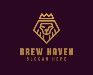 Golden Premium Lion Crown  logo design