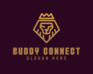 Golden Premium Lion Crown  logo design