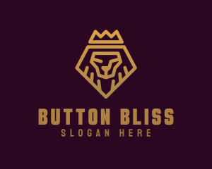 Golden Premium Lion Crown  logo design