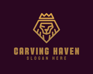 Golden Premium Lion Crown  logo design