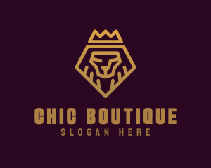 Golden Premium Lion Crown  logo design