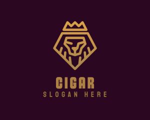 Golden Premium Lion Crown  logo design