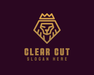 Golden Premium Lion Crown  logo design