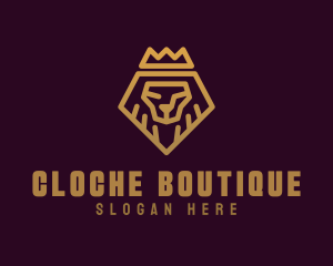 Golden Premium Lion Crown  logo design