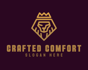 Golden Premium Lion Crown  logo design