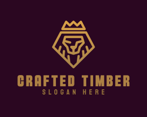 Golden Premium Lion Crown  logo design