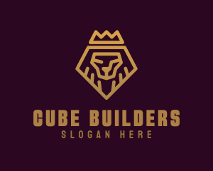 Golden Premium Lion Crown  logo design