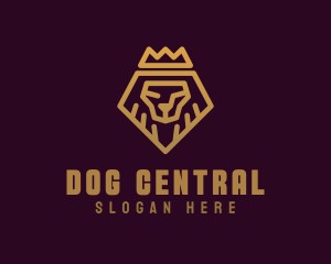 Golden Premium Lion Crown  logo design