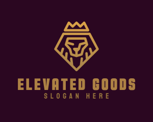 Golden Premium Lion Crown  logo design