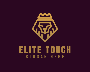 Golden Premium Lion Crown  logo design