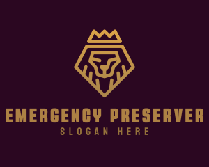 Golden Premium Lion Crown  logo design