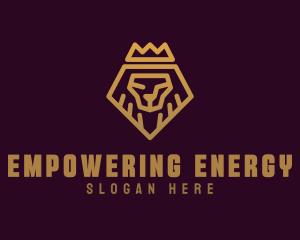 Golden Premium Lion Crown  logo design