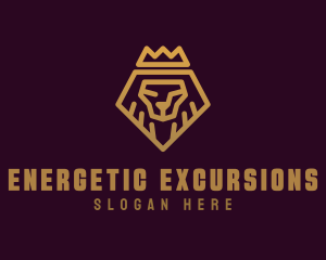 Golden Premium Lion Crown  logo design