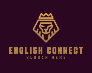 Golden Premium Lion Crown  logo design