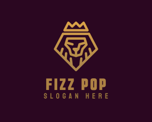 Golden Premium Lion Crown  logo design