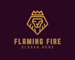 Golden Premium Lion Crown  logo design