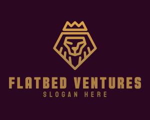 Golden Premium Lion Crown  logo design