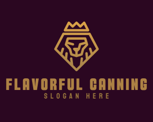 Golden Premium Lion Crown  logo design