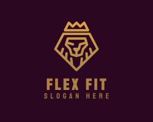 Golden Premium Lion Crown  logo design