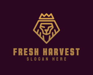 Golden Premium Lion Crown  logo design