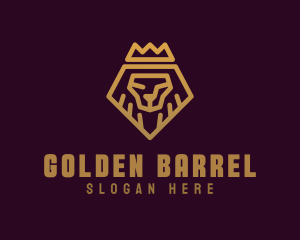 Golden Premium Lion Crown  logo design