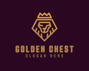 Golden Premium Lion Crown  logo design