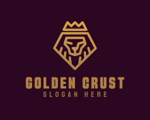 Golden Premium Lion Crown  logo design