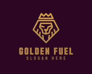 Golden Premium Lion Crown  logo design