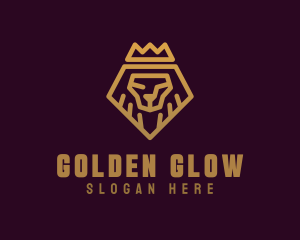 Golden Premium Lion Crown  logo design