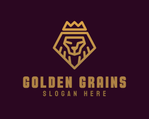 Golden Premium Lion Crown  logo design