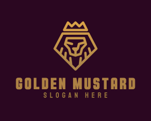 Golden Premium Lion Crown  logo design