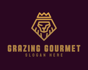 Golden Premium Lion Crown  logo design