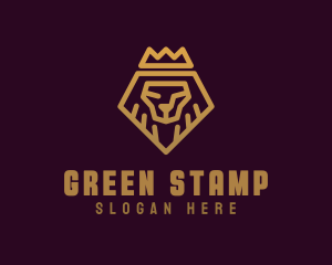 Golden Premium Lion Crown  logo design