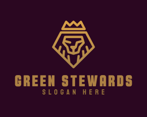 Golden Premium Lion Crown  logo design