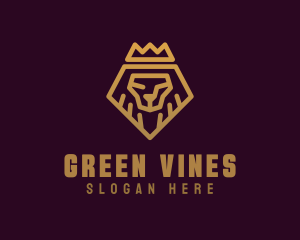 Golden Premium Lion Crown  logo design