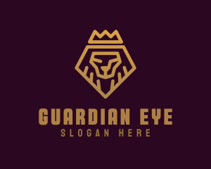 Golden Premium Lion Crown  logo design