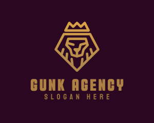 Golden Premium Lion Crown  logo design