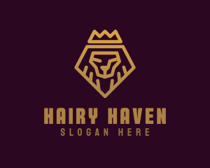 Golden Premium Lion Crown  logo design