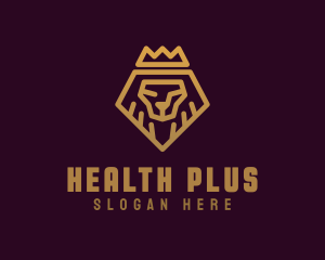 Golden Premium Lion Crown  logo design