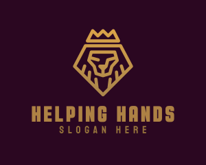 Golden Premium Lion Crown  logo design