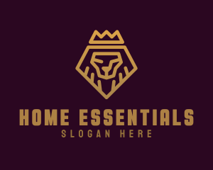 Golden Premium Lion Crown  logo design