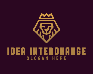 Golden Premium Lion Crown  logo design