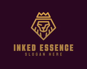 Golden Premium Lion Crown  logo design