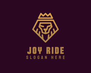 Golden Premium Lion Crown  logo design