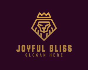 Golden Premium Lion Crown  logo design